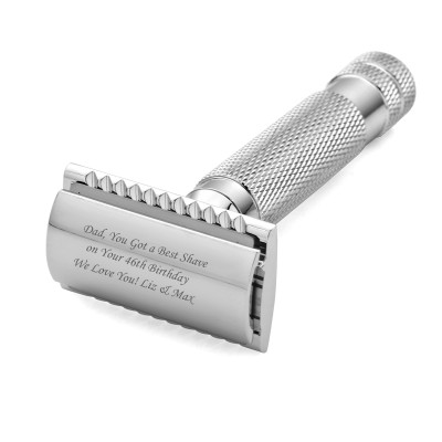 Engraved Twin Edged Safety Shaving Razor For Men - 5 Blades Included