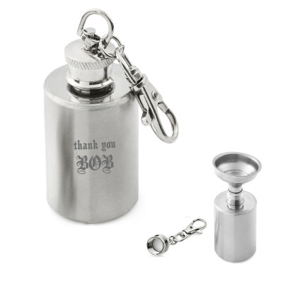 Engraved Custom Key chain Hip Flask with Funnel