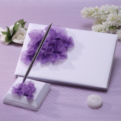 Imperial Purple Wedding Guest Register Book Set