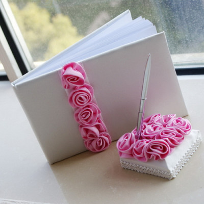 Rose Wedding Guest Sign In Book - Pink