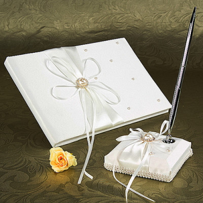 Scattered Pearl Wedding Registration Book