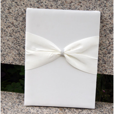 Ivory Sash Wedding Guestbook  -  A4 Size Tri-Fold Plain Page​​
