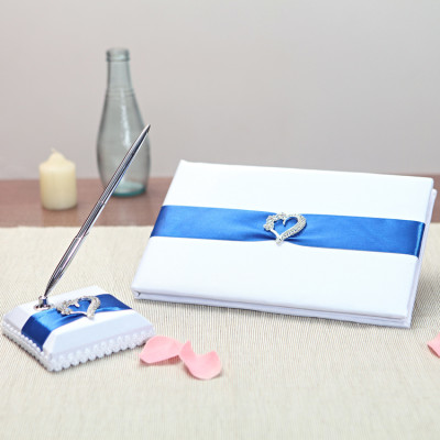 Jeweled Heart Wedding Guestbook and Pen Set