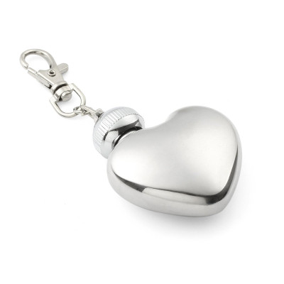 Engraved Key Chain Heart Hip Flask 1 oz