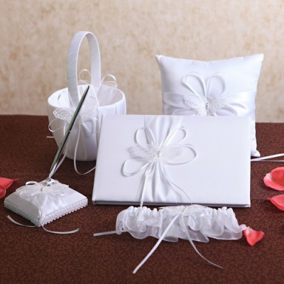 White Ribbon Wedding Set