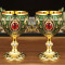 2-Pack Vintage Metal Wine Goblets - Gemstone Accents
