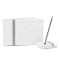 Bling Bling Wedding Guest Book, 70 Pages Guest Book with Pen and Holder, White Satin Hardcover with Rhinestone Beads  9.5 x 6.5 x 1.3 Inches